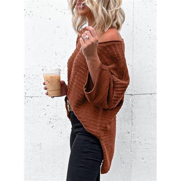 Women's Casual 3/4 Sleeve Loose Tunic Tops Knit Spring‎ Summer Sweater Blouses - Picture 3 of 5